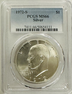 1971-S (lot Of 2) Silver Eisenhower Dollar MS65 & MS66 As Pictured # OA 46