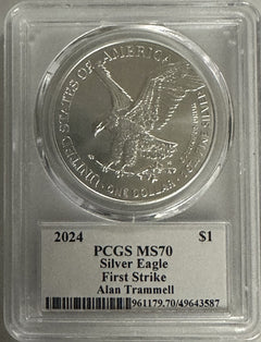 2024 $1 American Silver Eagle 1oz PCGS MS70 FS Legends of Life Alan Trammell