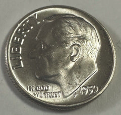 1959-P  90% Silver Roosevelt Dime Choice BU - “Low Shipping” Lot # 1959-P BU #01