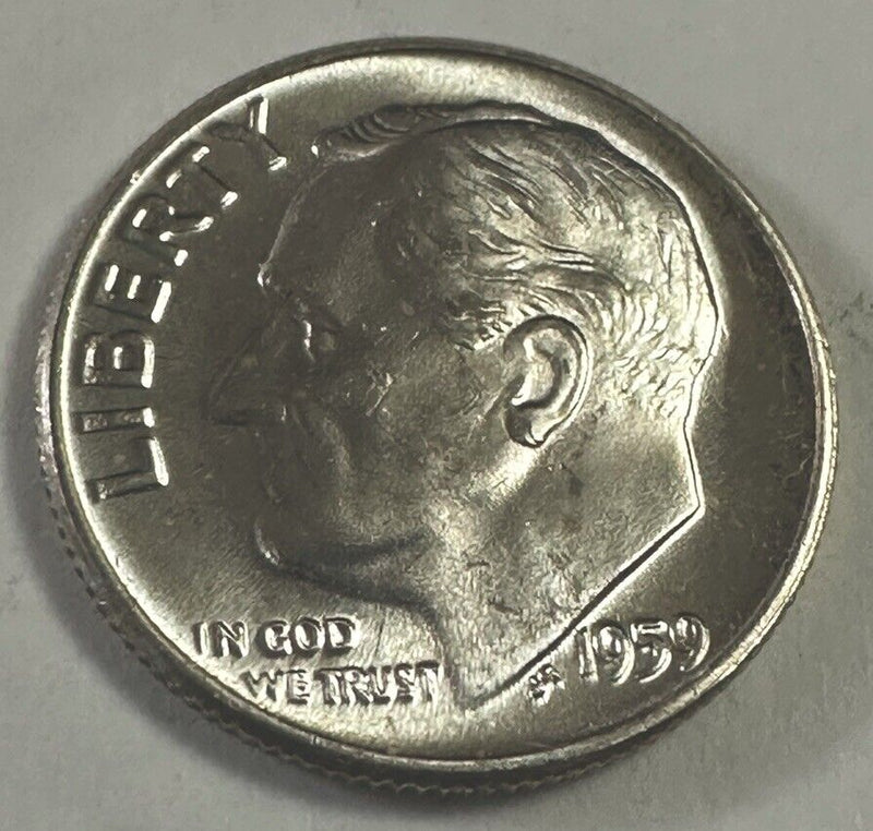 1959-P  90% Silver Roosevelt Dime Choice BU - “Low Shipping” Lot # 1959-P BU #01