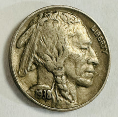 1938-D Buffalo Nickel Denver Mint-XF+ Bold Date & Mint Mark W/ Full Horn #558-70