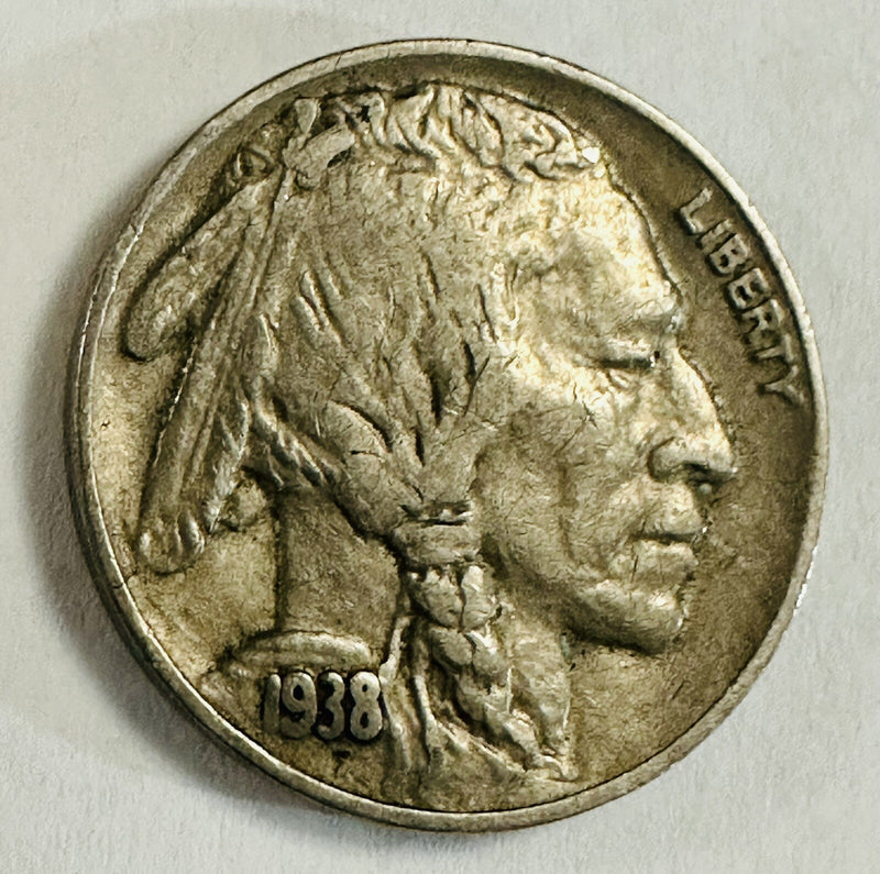 1938-D Buffalo Nickel Denver Mint-XF+ Bold Date & Mint Mark W/ Full Horn #558-70