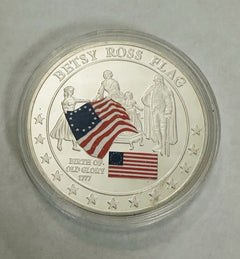 1777 USA History of Silver Glory Commemorative Betsy Ross Flag Coin W/ OGP & COA
