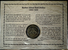 1907-O Barber Half Dollar 90% Silver In A Beautiful Frame W/Certif. Of Authentic
