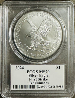 2024 $1 American Silver Eagle 1oz PCGS MS70 FS Legends of Life Ted Simmons