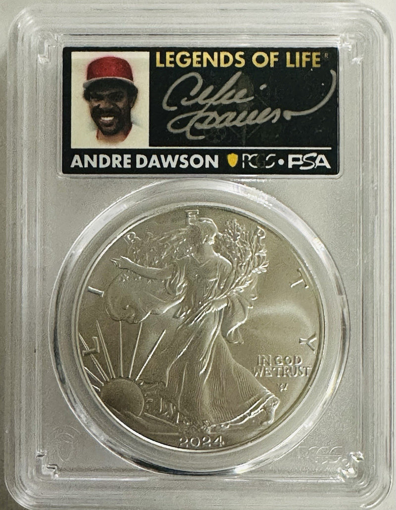 2024 $1 American Silver Eagle 1oz PCGS MS70 FS Legends of Life Andre Dawson