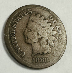 1880 Indian Head Cent Penny “great Value ” With "FAST FREE SHIPPING" # IHP 43