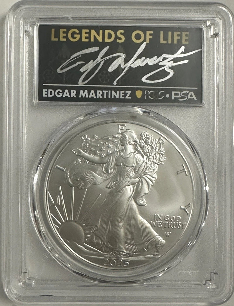 2025 $1 American Silver Eagle  PCGS MS70 FS Legends of Life Edgar Martinez #146