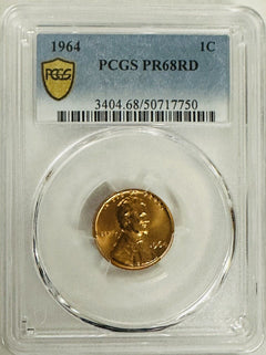1964  LINCOLN MEMORIAL CENT RARE GOLD SHIELD LABEL  PCGS PR68RD # LMC 1964 PR68