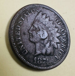 1874 P Indian Head Cent-better date-nice coin  ( Full Bold Date) # IHP 1874 FBD
