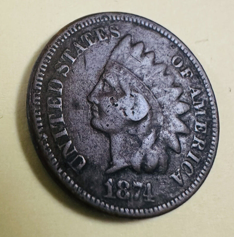 1874 P Indian Head Cent-better date-nice coin  ( Full Bold Date) # IHP 1874 FBD
