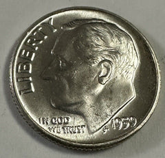 1959-P  90% Silver Roosevelt Dime Choice BU - “Low Shipping” Lot # 1959-P BU #02