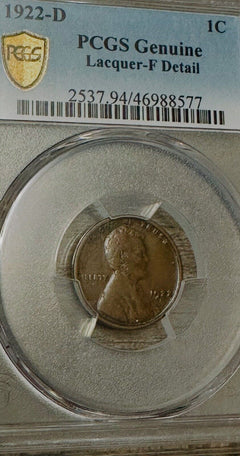 1922-D Lincoln Cent PCGS Graded GenuineLacquer-F Details Low Mintage