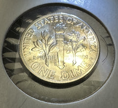 1947 S Roosevelt Dime BU Mint State 90% Silver Obverse Toning # RD 1947-S