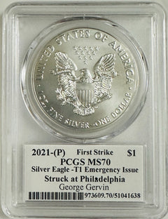 2021 (P) $1 Silver Eagle Emergency T1 PCGS MS70 FS Legends of Life George Gervin