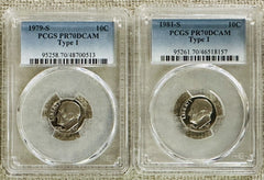 Lot Of 2 Perfect PR70DCAM (1979 & 1981) Type1 Dimes As Pictured #(79,81 Type1)#3