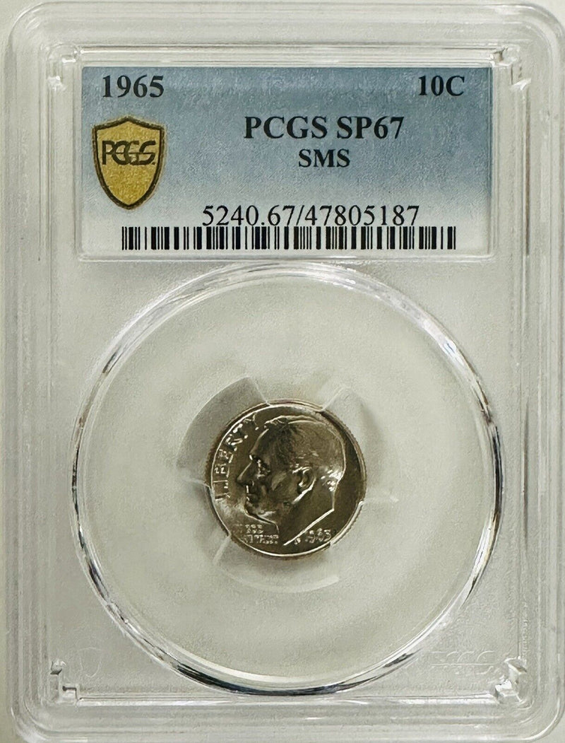 1965 Roosevelt Dime-Gold Shield-SP67 SMS (Special Mint Set)#OA23 Rare GoldShield