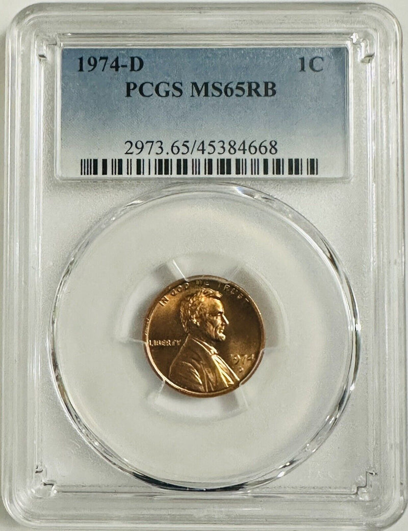 1974-D Lincoln Cent PCGS MS65RB ( Hard Finding In Red Brown) #OA 34