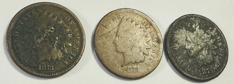 1873, 1874 & 1875 Old Vintage Indian Head Penny 150 Years Old ( Book Filler)