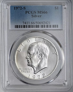 1972-S  $1 EISENHOWER IKE SILVER DOLLAR SAN FRANCISCO MINT PCGS MS66( Lowest Pr)