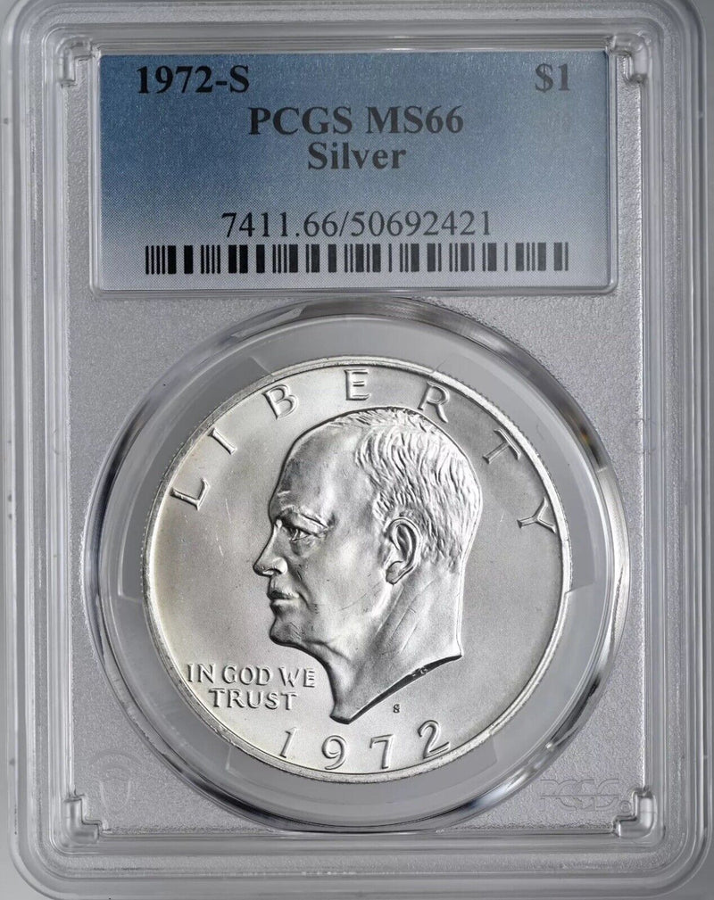 1972-S  $1 EISENHOWER IKE SILVER DOLLAR SAN FRANCISCO MINT PCGS MS66( Lowest Pr)