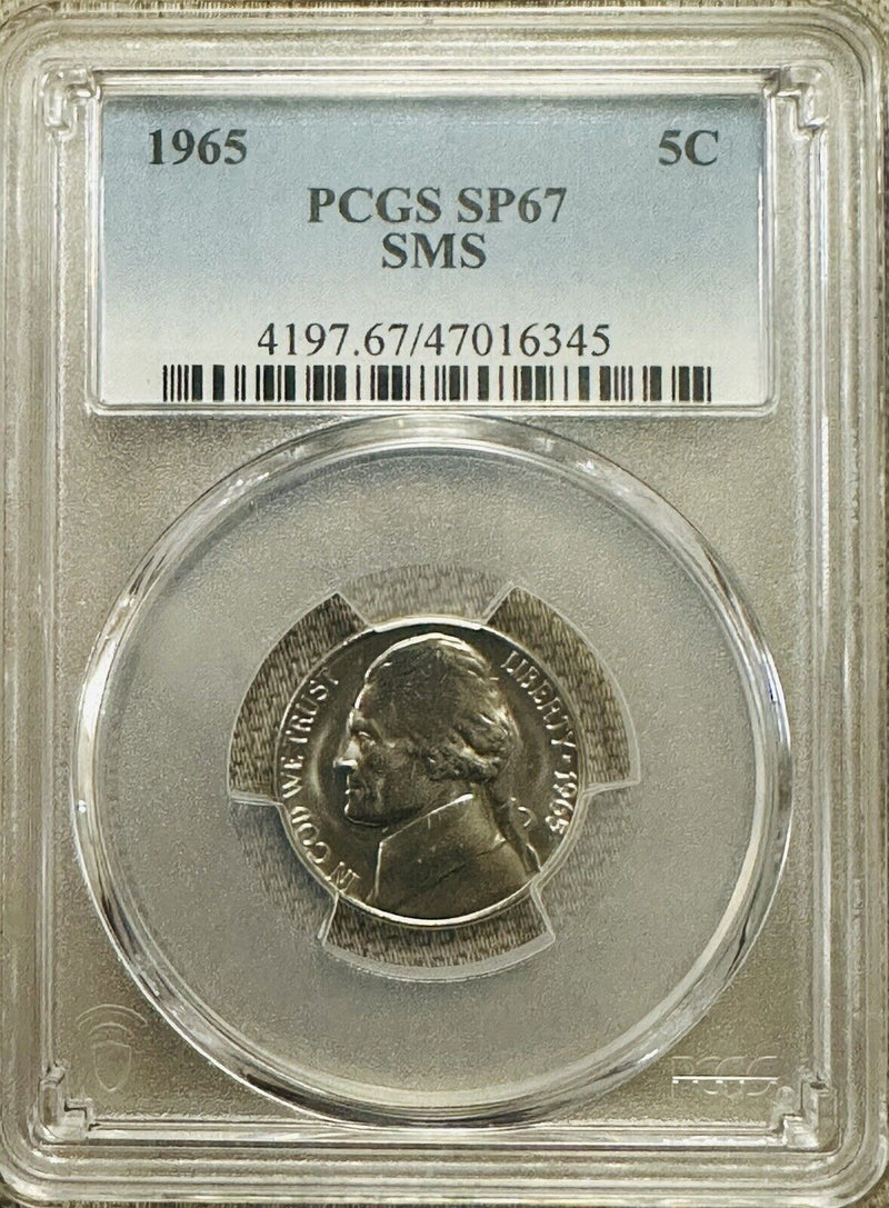 1965 SMS Jefferson Nickel PCGS SP67 (lowest Price On eBay) # JN 1965 SP67 SMS