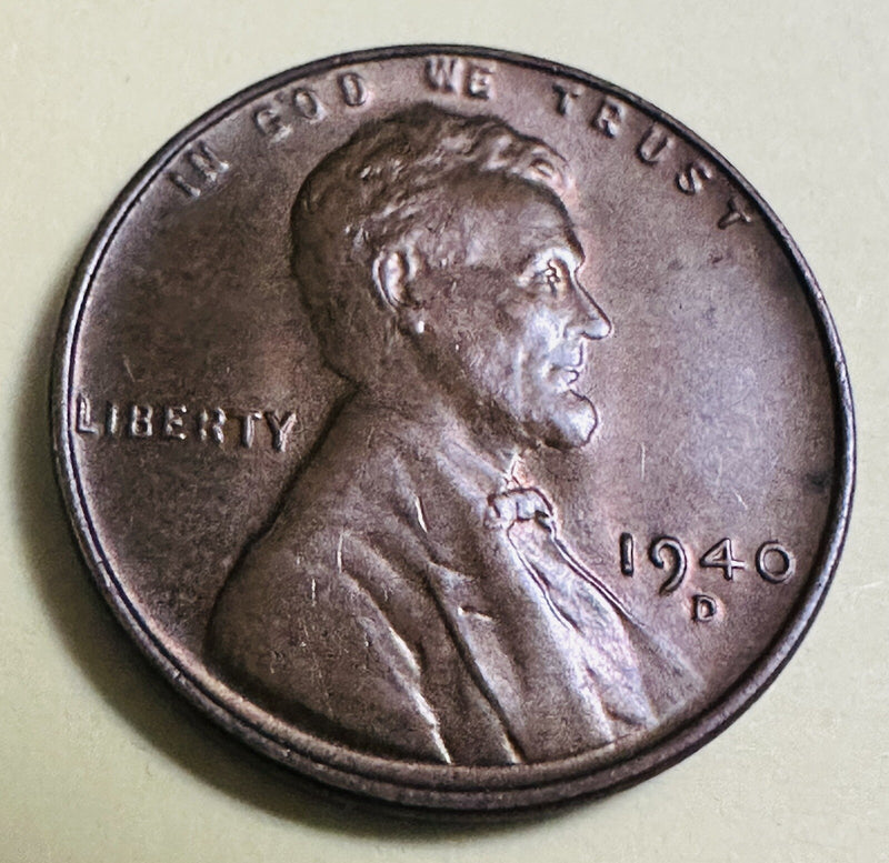 1940-D Lincoln cent BU proof Like Brown Surface As Pictured # LP  1940-D