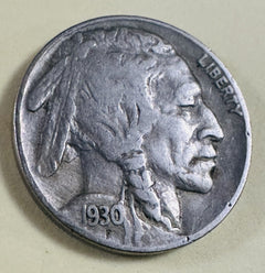 1930-P Buffalo Nickel BOLD FULL DATE , Almost Full Horn  Fine Details # BN08