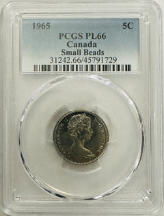 1965 Canada Five Cents PCGS PL-66 Small Beads (Buy More Save & Save) -# OA 163