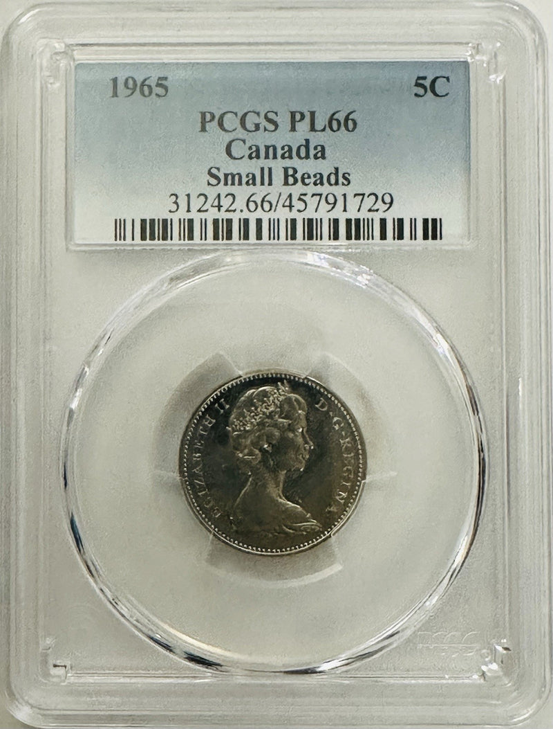 1965 Canada Five Cents PCGS PL-66 Small Beads (Buy More Save & Save) -# OA 163