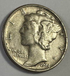 1944-P Mercury 90% Silver US DimeAU Lot # MD 1944-P AU