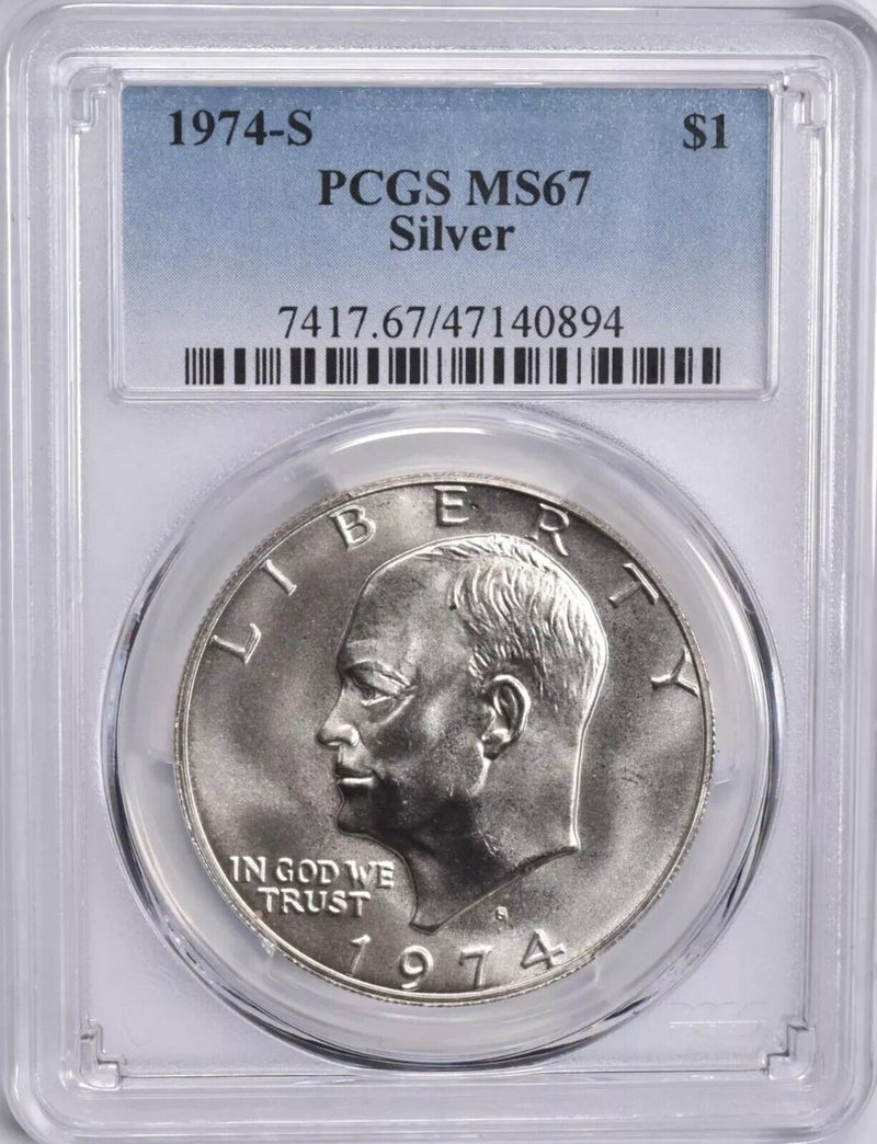 1974-S Silver Eisenhower Ike Dollar PCGS MS67 Blue Label ( Lowest Price On eBay