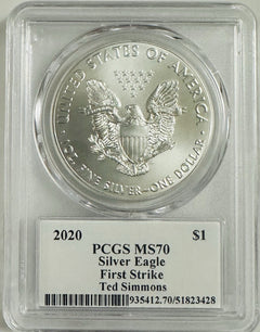 2020 American Silver Eagle 1oz PCGS MS70 FS Legends of Life Ted Simmons #OA 135