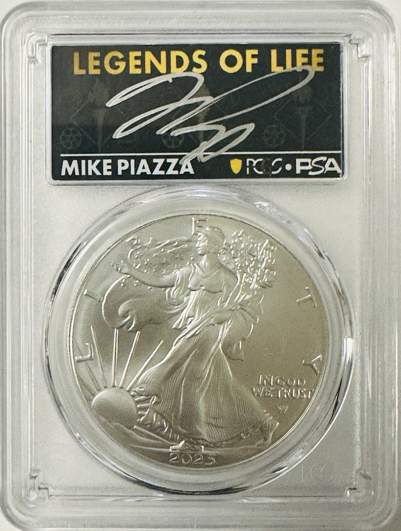 2025 $1 American Silver Eagle 1oz PCGS MS70 FS Legends of Life Mike Piazza