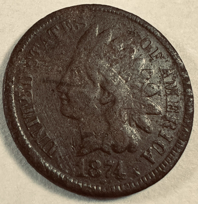1874 Indian Head Cent As Pictured ( Low Price) # IHP 1874 #02