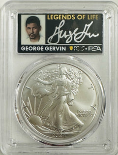2024 American Silver Eagle 1oz PCGS MS70 FS Legends of Life George Gervin signed