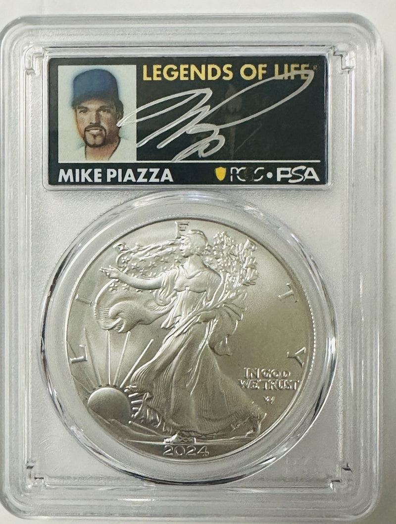 2024 $1 American Silver Eagle 1oz PCGS MS70 FS Legends of Life Mike Piazza