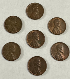 Lot Of 7 AU Lincoln Wheat Cents From 1950’S( Pls Read Description) Lot #p7