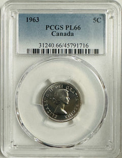 1963 Canada Five Cents PCGS PL-66 (lowest Price~Buy More Save More) #BX 1963PL66