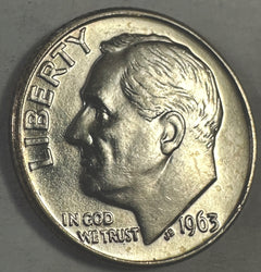 1963 D Roosevelt Dime - BU - 90% Silver Lot # 1963-D