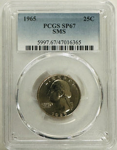 1965 Washington Quarter PCGS SP67 SMS (Special Mt Strike) "Lowest Price On eBay"