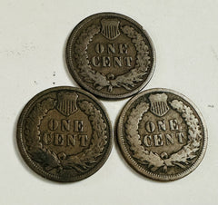 Indian Head Cents 1890's Lot of 3 Year Run (1890-1892 )# IHP #36  (90-92)