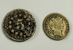 1916 Barber Dime Fine & a 5C Shield Nickel No Date  As Pictured # BD 1916& SN
