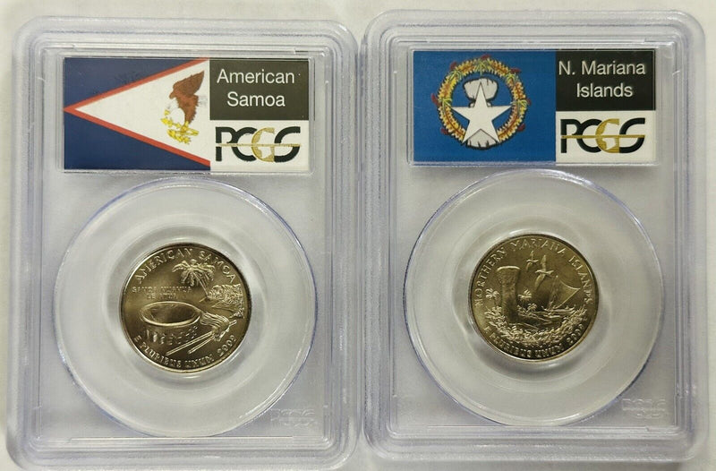 lot of 2 territory quarters ( Am. Samoa & N. Marina Isl.) PCGS GRADED SP68 # OA6