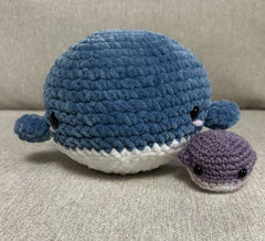 Handmade Crochet  Cute Medium whale ( 8 Inches) As Shown. (Great Gift Ideas)