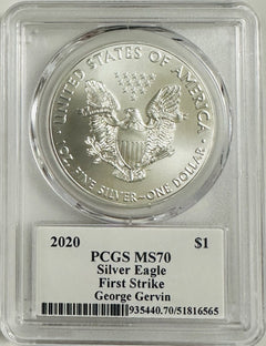 2020 American Silver Eagle 1oz PCGS MS70 FS Legends of Life George Gervin signed