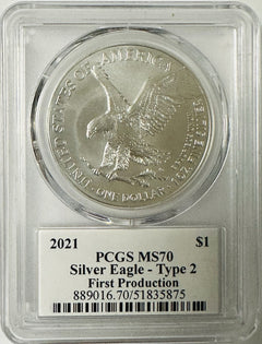 2021 $1 Silver Eagle T2 First Production PCGS MS70 Leonard Buckley # OA 120