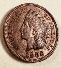 1906 INDIAN HEAD CENT - With LIBERTY & Near 4 DIAMONDS - AU As Pictured # IHP 01