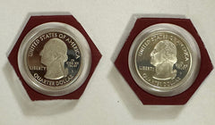 lot of 2 silver proof state quarters From US Mint Proof Set Lot # SPQ 02