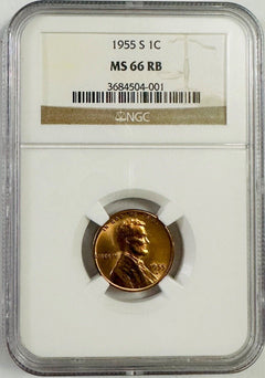 1955-S Lincoln Wheat Cent NGC MS66RB Red Brown #LP 1955-S MS66RB “low Price”